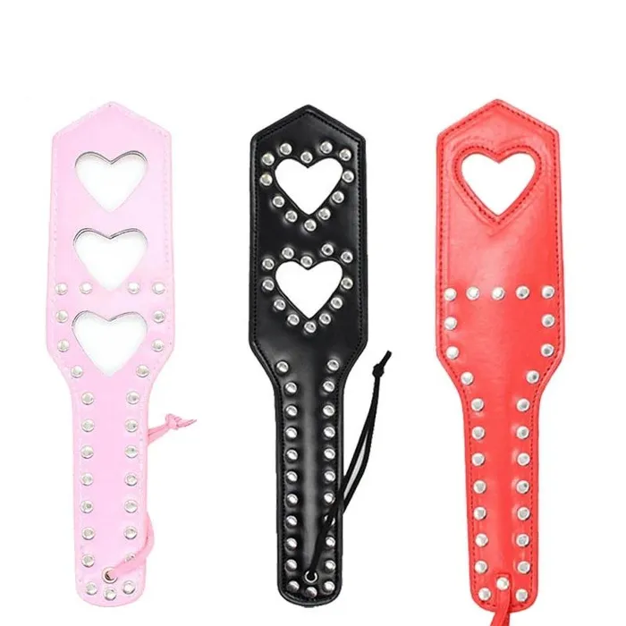 Female Sex Toys House of Dasein Paddles Leather Studded Spanking Paddle Heart Shaped Slave Whip Bdsm Fetish