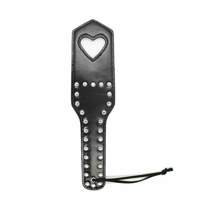 Female Sex Toys House of Dasein Paddles Leather Studded Spanking Paddle Heart Shaped Slave Whip Bdsm Fetish