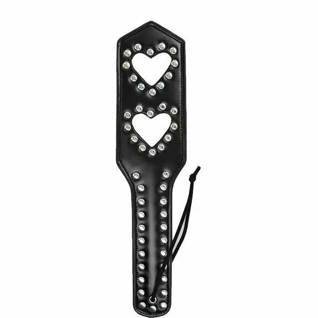 Female Sex Toys House of Dasein Paddles Leather Studded Spanking Paddle Heart Shaped Slave Whip Bdsm Fetish