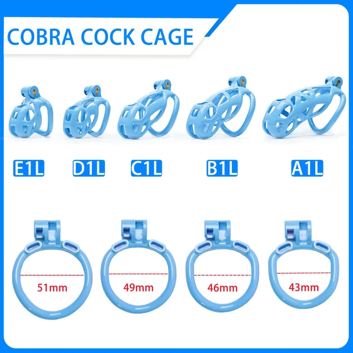 Male Sex Toys CHASTITY CAGE CO Blue Cobra Chastity Cage Kit 177 To 413 Inches Long