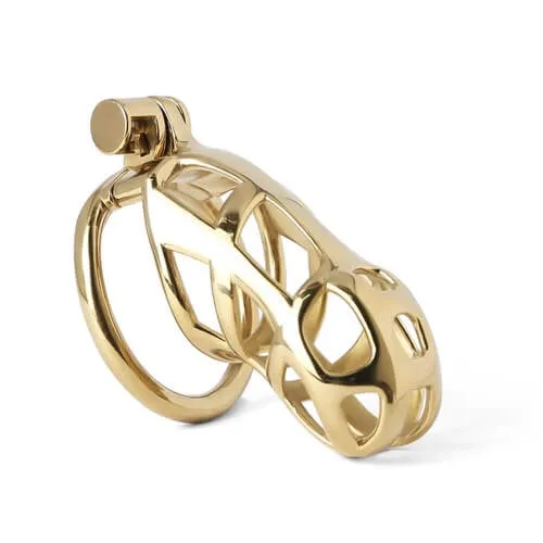 Male Sex Toys CHASTITY CAGE CO Gold Stainless Steel MAMBA Chastity Cage