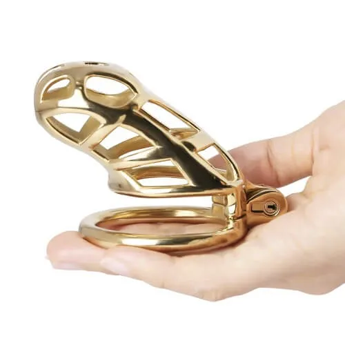 Male Sex Toys CHASTITY CAGE CO Gold Stainless Steel MAMBA Chastity Cage