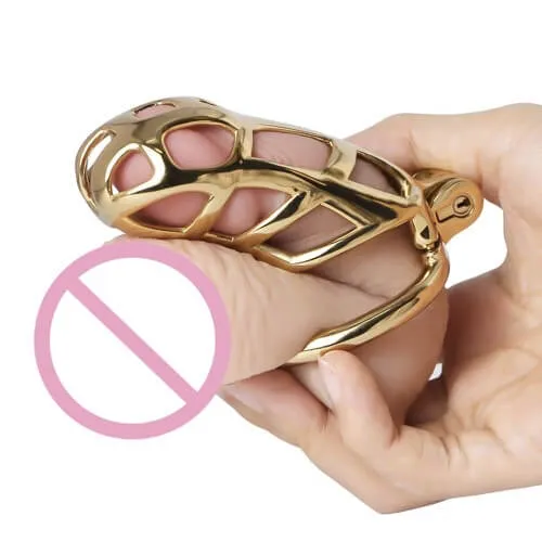 Male Sex Toys CHASTITY CAGE CO Gold Stainless Steel MAMBA Chastity Cage
