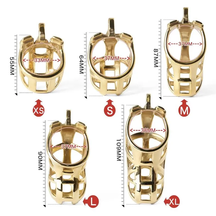 Male Sex Toys CHASTITY CAGE CO Gold Stainless Steel MAMBA Chastity Cage