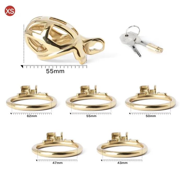 Male Sex Toys CHASTITY CAGE CO Gold Stainless Steel MAMBA Chastity Cage