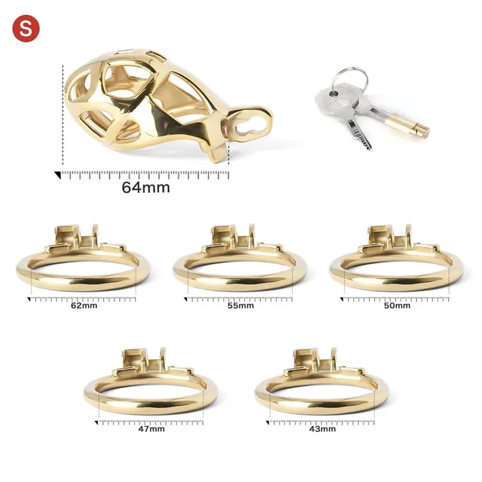 Male Sex Toys CHASTITY CAGE CO Gold Stainless Steel MAMBA Chastity Cage