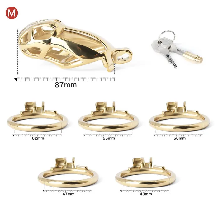 Male Sex Toys CHASTITY CAGE CO Gold Stainless Steel MAMBA Chastity Cage