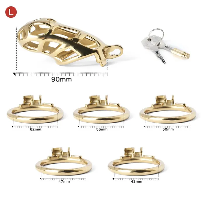 Male Sex Toys CHASTITY CAGE CO Gold Stainless Steel MAMBA Chastity Cage
