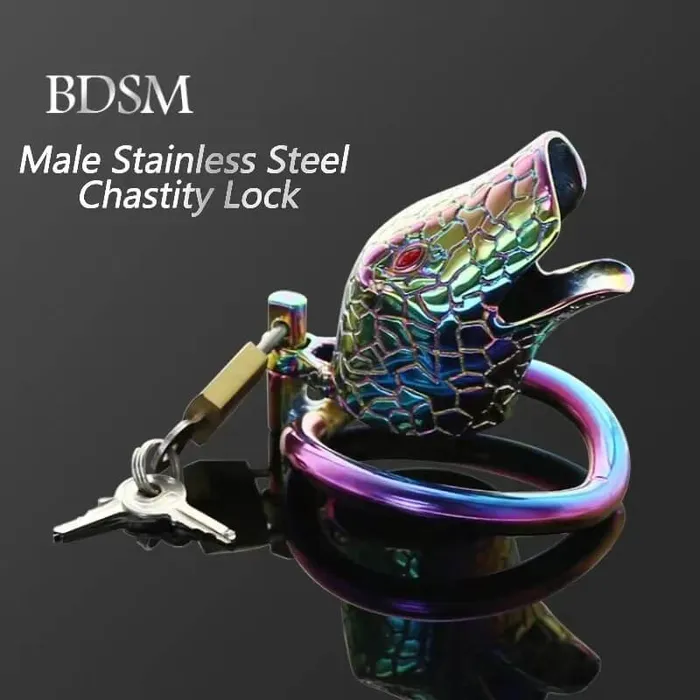 Male Sex Toys CHASTITY CAGE CO Snake Penis Lock Male Chastity Device