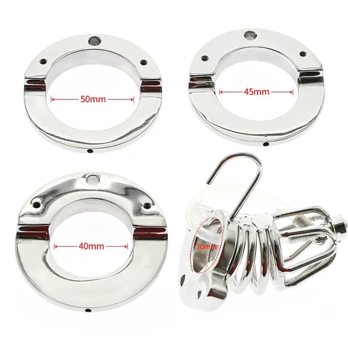 Male Sex Toys CHASTITY CAGE CO Stainless Steel Chastity Cage Ball Stretcher with Urethral Catheter Cock Cage