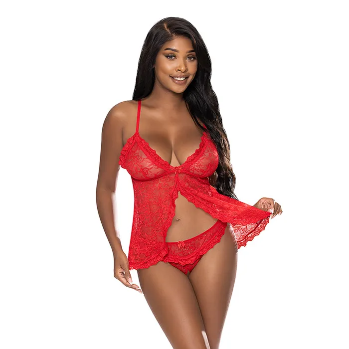 Ms Oohlalace Bbydllspltcrtchpnty Red Lxl Magic Silk Vibrators