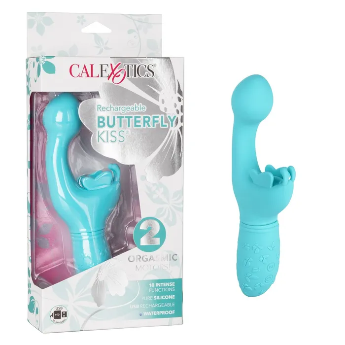 pink cherry Female Sex Toys Calexotics Rechargeable Silicone Butterfly Kiss Vibrator