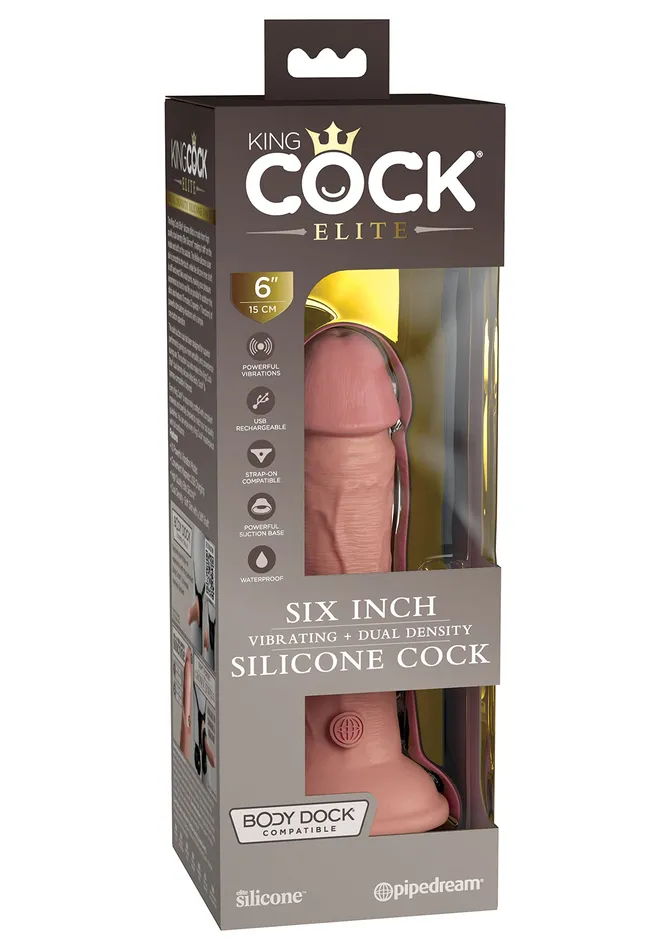 Pipedream Female Sex Toys King Cock Elite 6 In Vibrating Dual Density Light