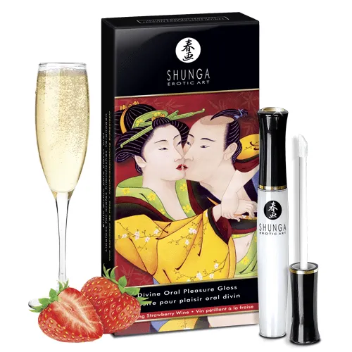 Shunga Divine Oral Pleasure Lip Gloss Sparkling Strawberry Wine Jal Enterprises Vibrators