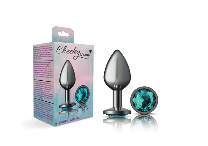 Viben Cheeky CharmsGunmetal Metal Butt Plug RoundTealMedium Anal