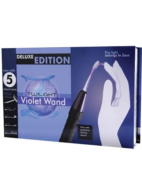 Vibrators XR Brands Zeus Electrosex Deluxe Edition Twilight Violet Wand with 5 Attachments BlackPurple