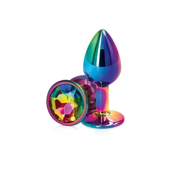 Wicked Wandas Inc Anal NS Novelties Rear Assets Aluminum Butt Plug Rainbow Coloured Plug