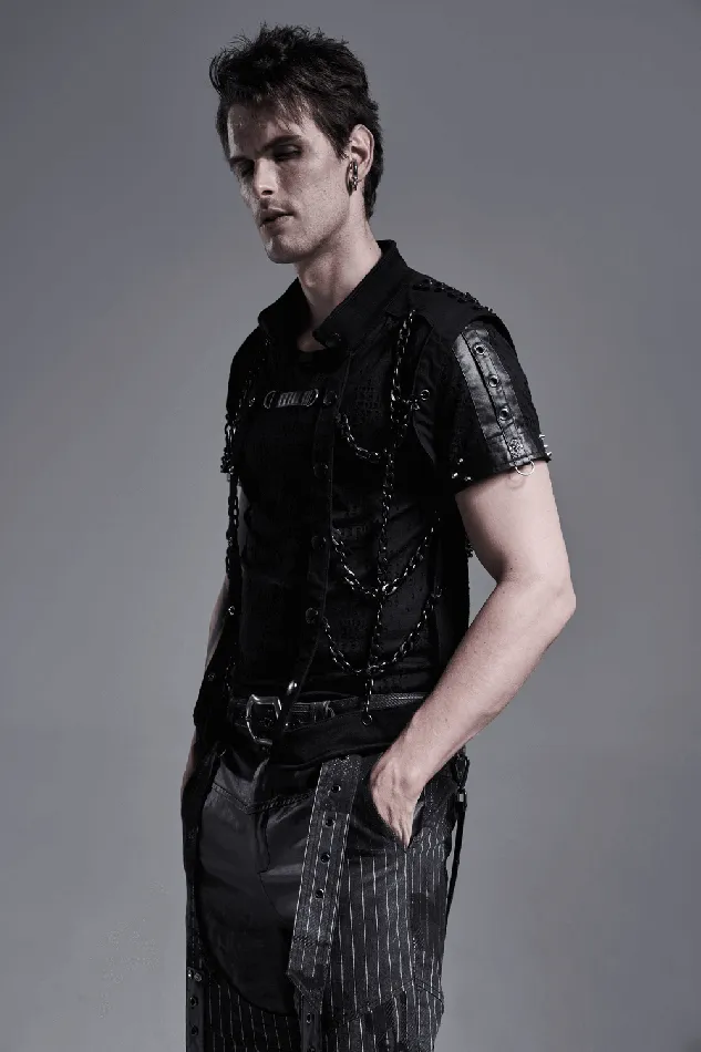 Anal EVEs SECRETS Punk Rave Style Black Warlock Chain Waistcoat