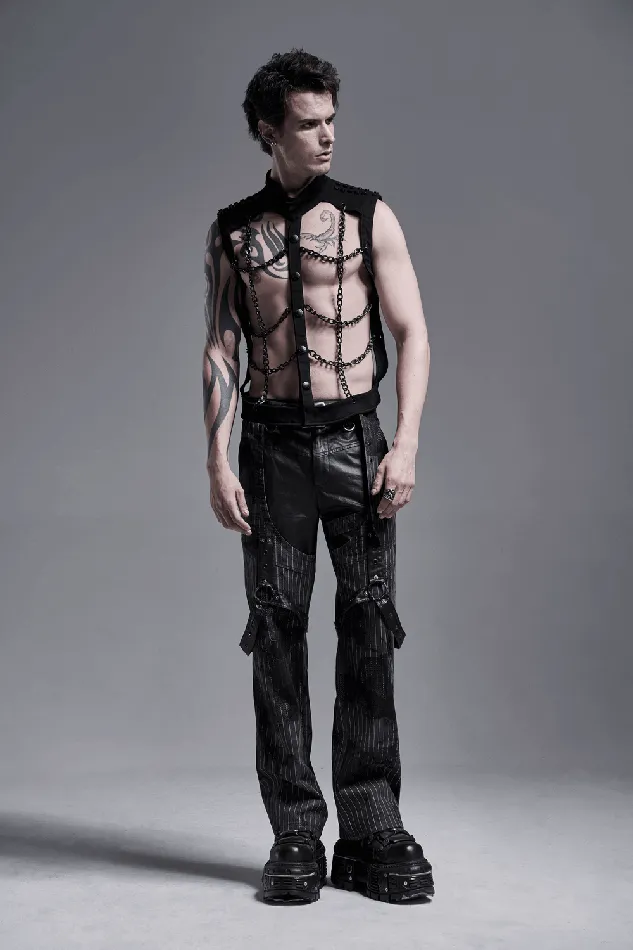 Anal EVEs SECRETS Punk Rave Style Black Warlock Chain Waistcoat