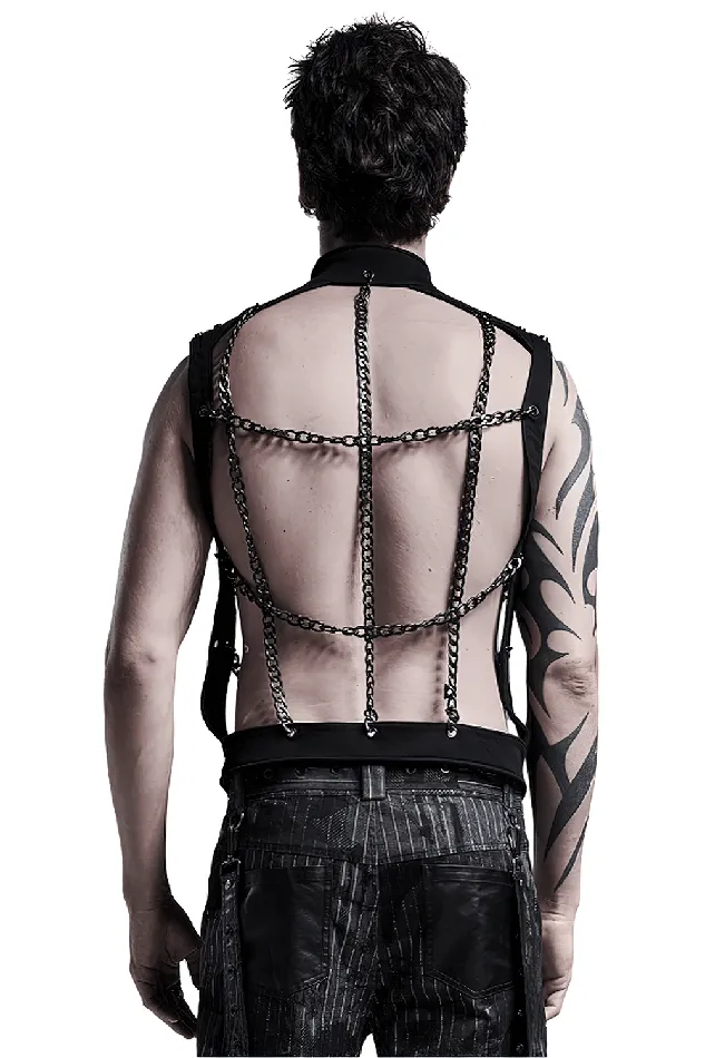 Anal EVEs SECRETS Punk Rave Style Black Warlock Chain Waistcoat
