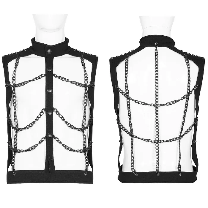 Anal EVEs SECRETS Punk Rave Style Black Warlock Chain Waistcoat
