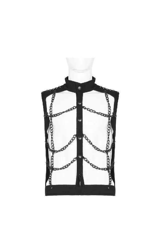 Anal EVEs SECRETS Punk Rave Style Black Warlock Chain Waistcoat