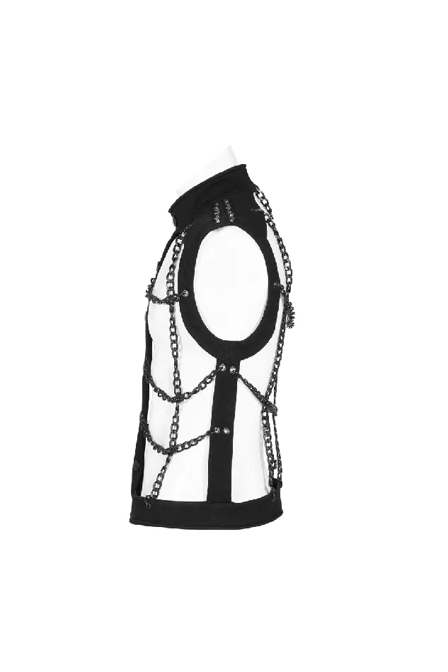 Anal EVEs SECRETS Punk Rave Style Black Warlock Chain Waistcoat