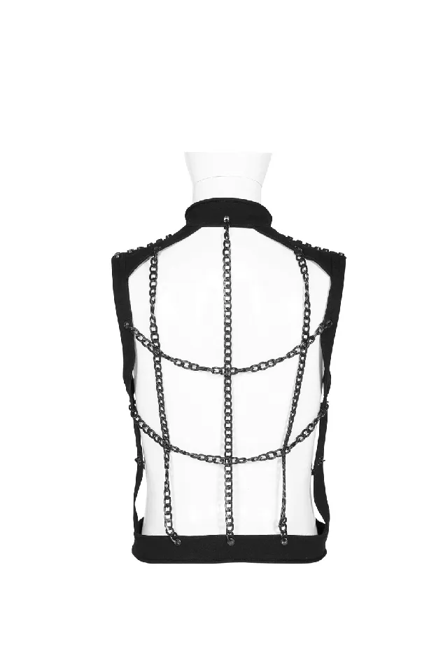 Anal EVEs SECRETS Punk Rave Style Black Warlock Chain Waistcoat