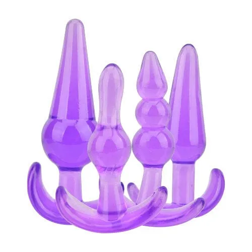 Anal Loving Joy Loving Joy Butt Plug Training Kit 4 Sizes Tapered Tips Safe Handles for Beginners Purple