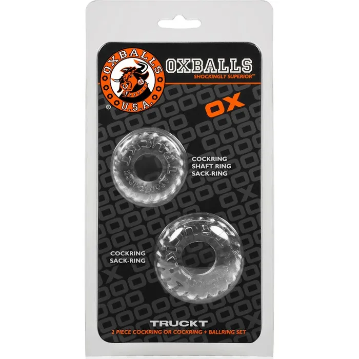 Anal OxBalls Truckt 2 Pc Cockring Set Clear