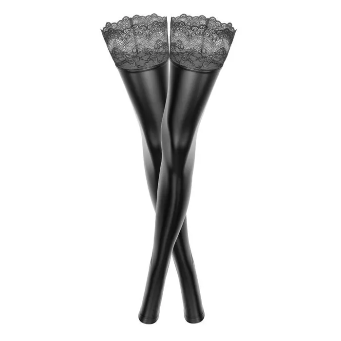 Anal Power Wetlook Stockings w Siliconed Lace 2X Black Noir Anal Power Wetlook Stockings w Siliconed Lace 2X Black Noir