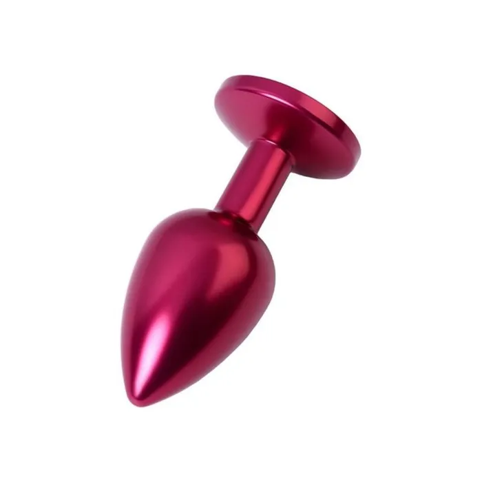 Anal Red Metal Anal Plug w Black Crystal Small Metal
