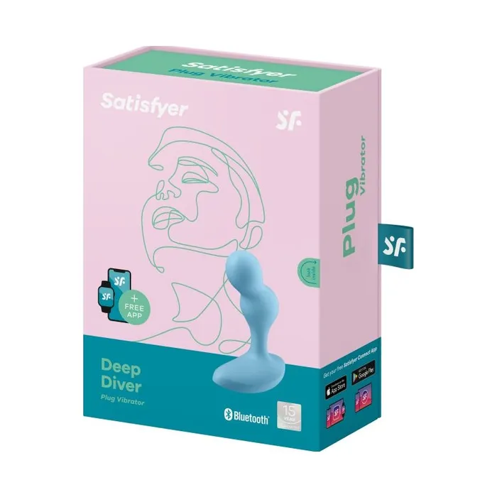 Anal Satisfyer Satisfyer Deep Diver Butt Plug Vibrating Connect App Blue