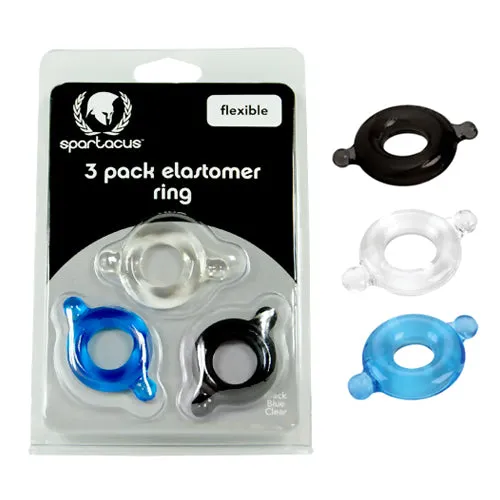 Anal Spartacus Spartacus Elastomer Stretch to Fit Flexible Cock Rings 3 Pack Blue Black Clear Anal Spartacus Spartacus Elastomer Stretch to Fit Flexible Cock Rings 3 Pack Blue Black Clear