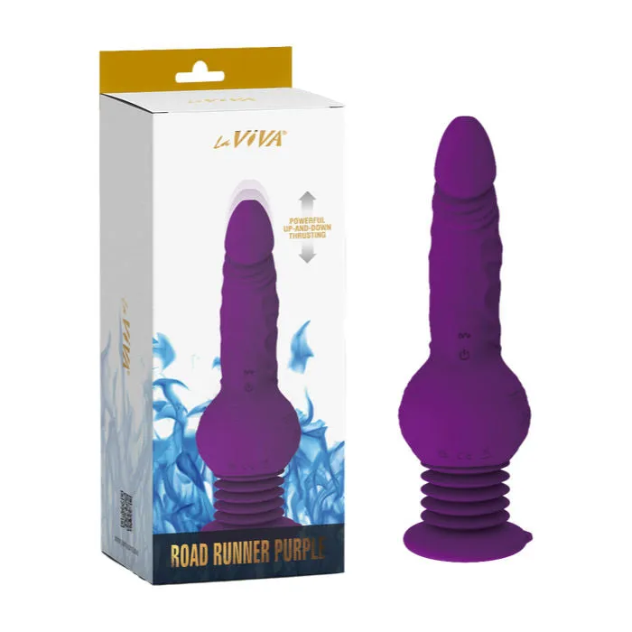 CLAREDALE La Viva ROAD RUNNER Thrusting and Rotating Realistic Vibrator with Suction Cup and Wireless Remote Control Purple Female Sex Toys CLAREDALE La Viva ROAD RUNNER Thrusting and Rotating Realistic Vibrator with Suction Cup and Wireless Remote Control Purple Female Sex Toys