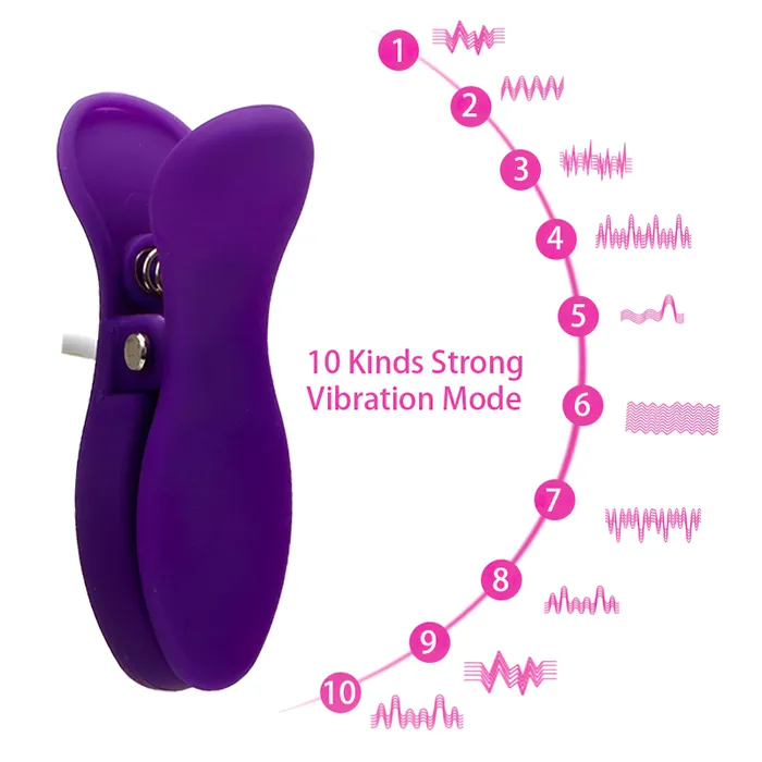 Couples EVEs SECRETS 10Frequency Vibrating Nipple Clamp Stimulator Sex Toys for Women