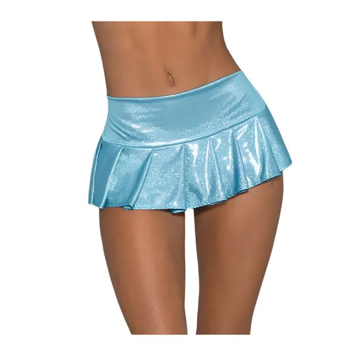 Escante Inc Anal Black Light Dancewear Wide Band Blue Pleated Skirt OS