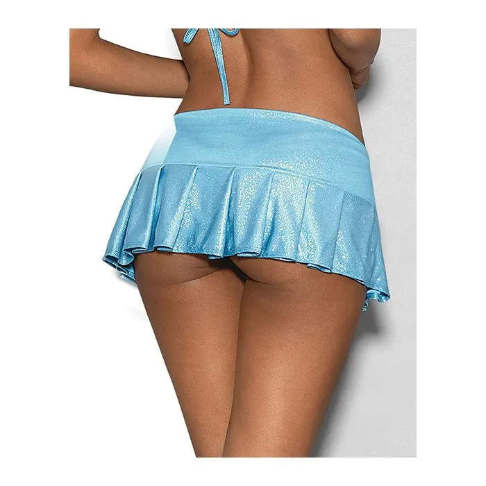 Escante Inc Anal Black Light Dancewear Wide Band Blue Pleated Skirt OS
