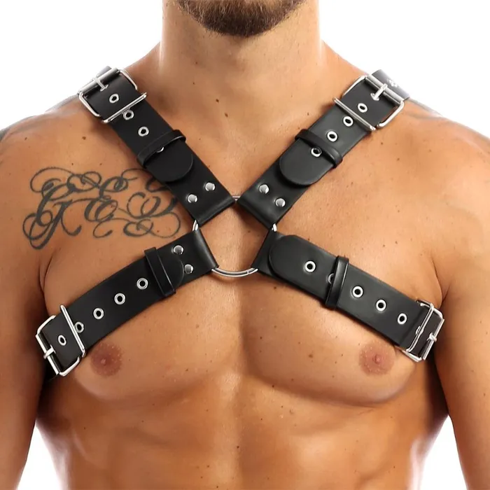 EVEs SECRETS Female Sex Toys Men Body Chest Harness Bondage Faux Leather Shoulder Half Harness for Men EVEs SECRETS Female Sex Toys Men Body Chest Harness Bondage Faux Leather Shoulder Half Harness for Men