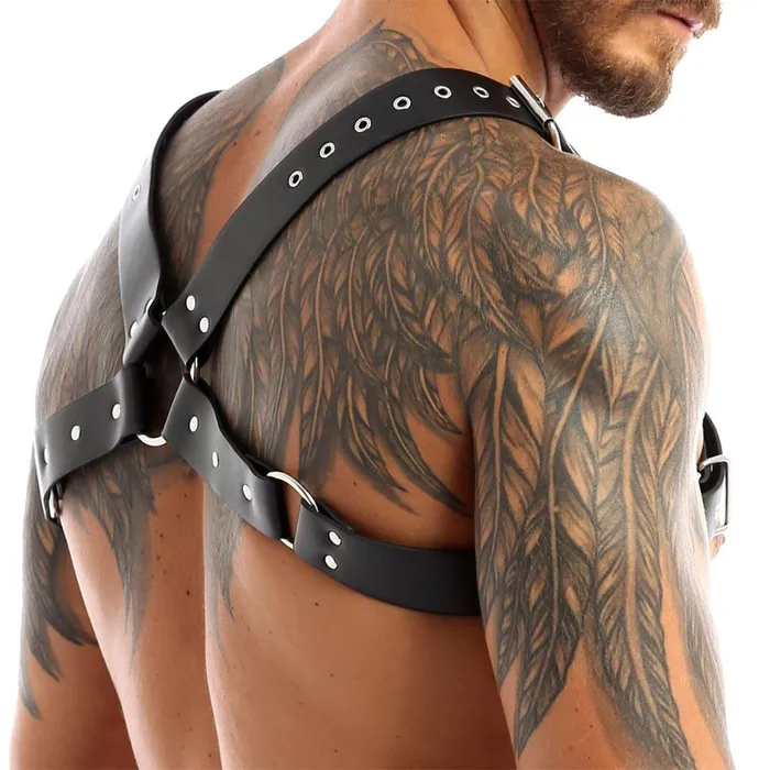 EVEs SECRETS Female Sex Toys Men Body Chest Harness Bondage Faux Leather Shoulder Half Harness for Men