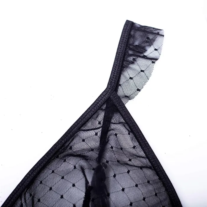 EVEs SECRETS Female Sex Toys Womens Sexy Polka Dot Bodysuit with Belt and Leg Harness Sheer Tempting Erotic Outfits