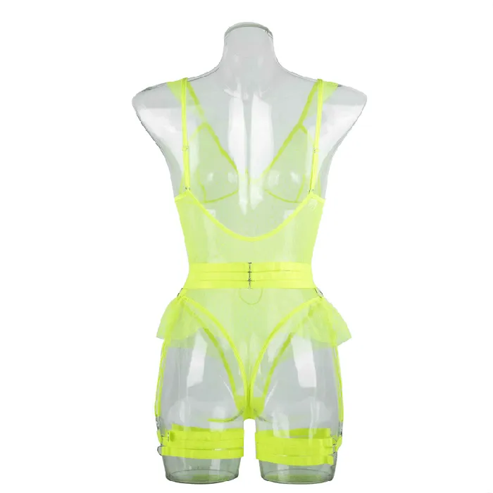 EVEs SECRETS Female Sex Toys Womens Sexy Polka Dot Bodysuit with Belt and Leg Harness Sheer Tempting Erotic Outfits