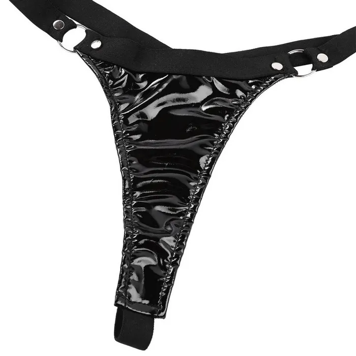 EVEs SECRETS Restraints Womens Wet Look Sexy Lingerie Hot Leather Bikini Set Bra Top With GString
