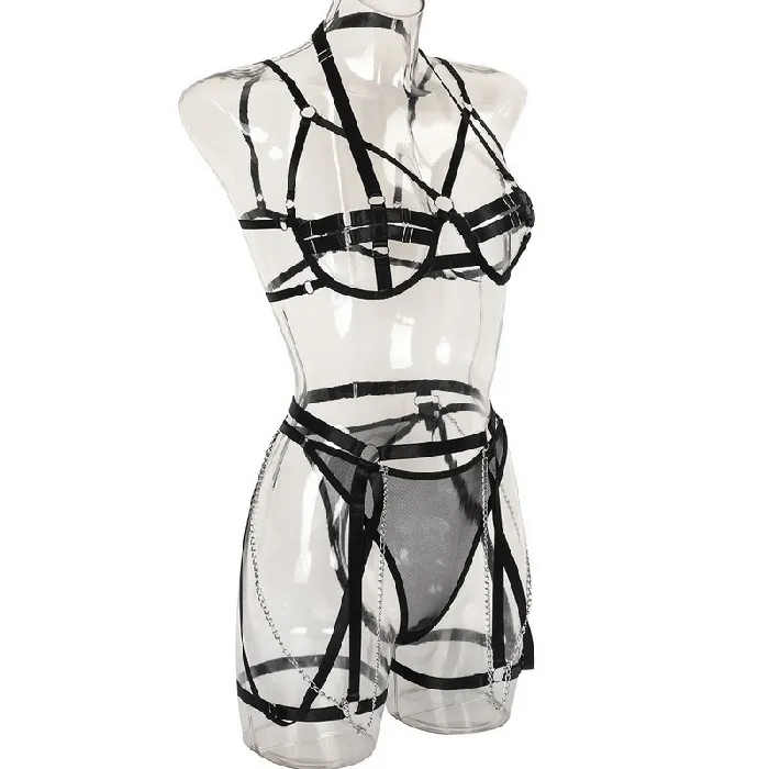 Female Sex Toys EVEs SECRETS Exotic Hollow Out Lingerie Set Womens Sexy Outfit 3Pieces Luxury Sissy Erotic Underwear