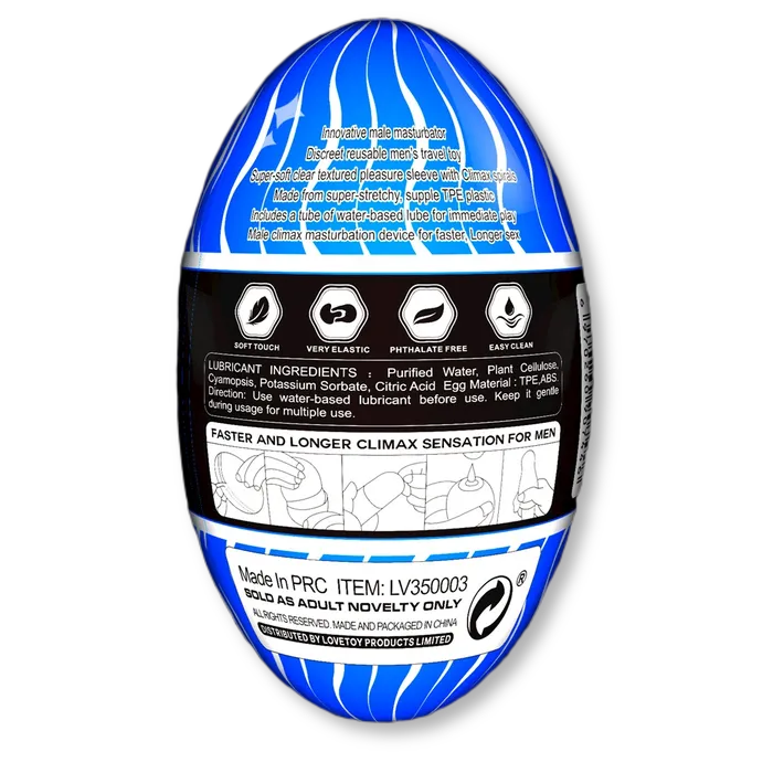 LoveToy Male Sex Toys Giant Egg Climax Spirals Masturbator
