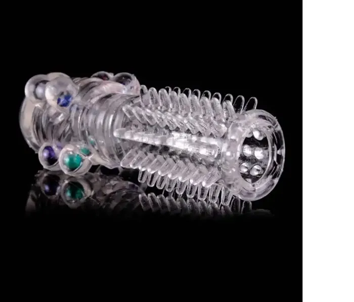 Male Sex Toys sex toys in pakistan Reusable Condom Textured With Beads Extender Sleeve Penis Cover Cock Ring Dildo Sex Toys for Men