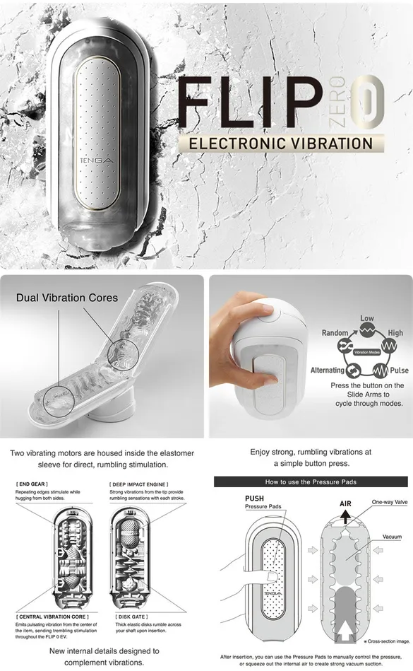 Male Sex Toys TENGA Fliphole Tenga Flip Zero Electronic Vibration White Rechargeable Vibrating Male Masturbator