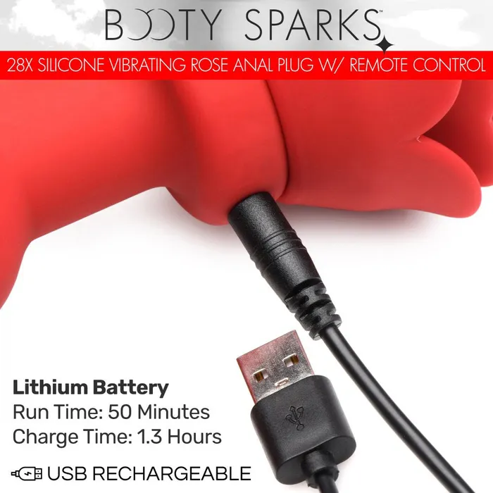 Male Sex Toys XR Brands Booty Sparks 28x Silicone Vibrating Rose Anal Plug With Remote Medium Male Sex Toys XR Brands Booty Sparks 28x Silicone Vibrating Rose Anal Plug With Remote Medium