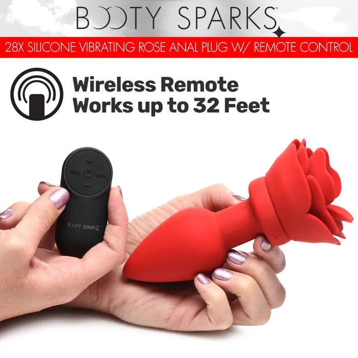 Male Sex Toys XR Brands Booty Sparks 28x Silicone Vibrating Rose Anal Plug With Remote Medium Male Sex Toys XR Brands Booty Sparks 28x Silicone Vibrating Rose Anal Plug With Remote Medium