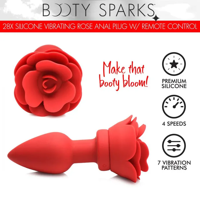 Male Sex Toys XR Brands Booty Sparks 28x Silicone Vibrating Rose Anal Plug With Remote Medium Male Sex Toys XR Brands Booty Sparks 28x Silicone Vibrating Rose Anal Plug With Remote Medium